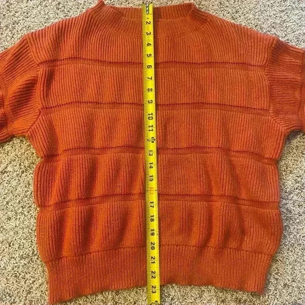 Pretty Garden Rust Balloon Puff Sleeve Cozy Knit Sweater Size M - Picture 8 of 12